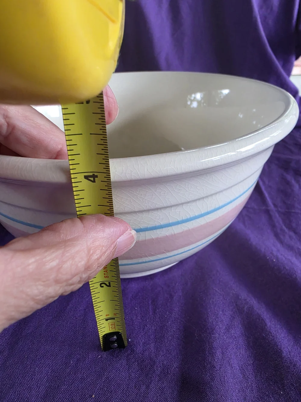 Vintage McCoy Mixing Bowl with Pink and Blue Stripes